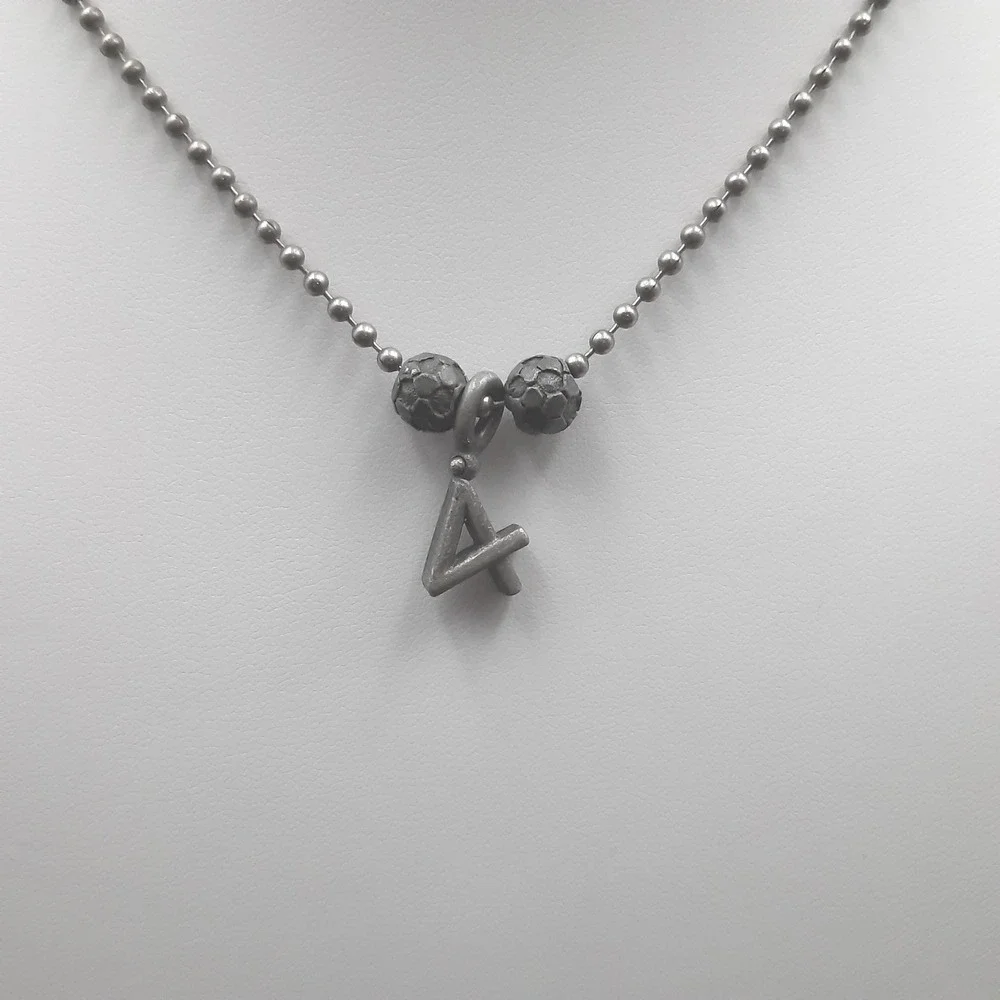 Soccer Ball & Number 4 Necklace,‎ Sports Charm Jewelry, Gunmetal Chain